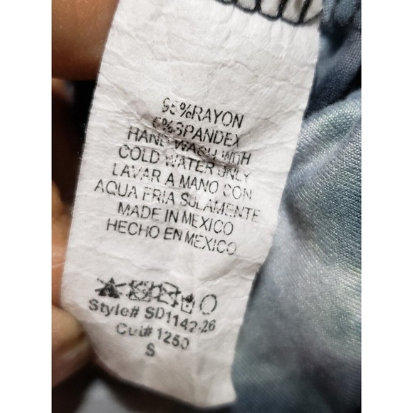 Dress Up Black & White Tie Dye Rayon V-Neck Long Sleeve Knee Length Dress Small - Picture 9 of 12